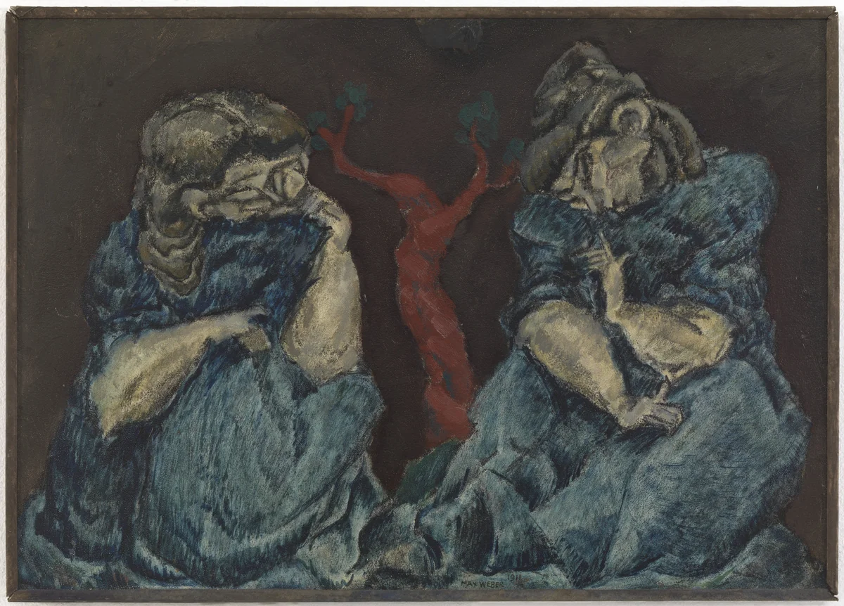 Two Brooding Figures by Max Weber, drawing, 1911