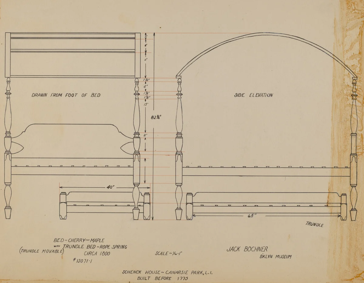 Bed and Trundle Bed by Jack Bochner, index of american design, 1935-1942