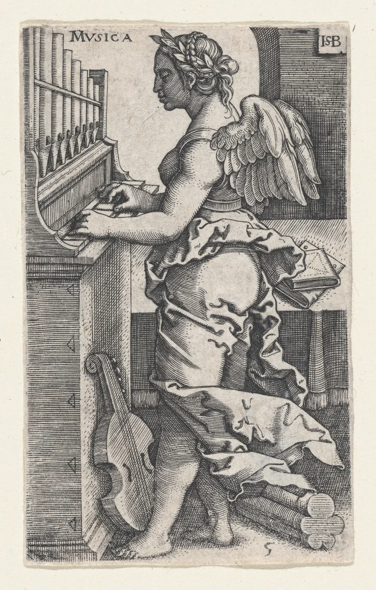 Musica, from "The Seven Liberal Arts" by Sebald Beham, print, 1500-1550