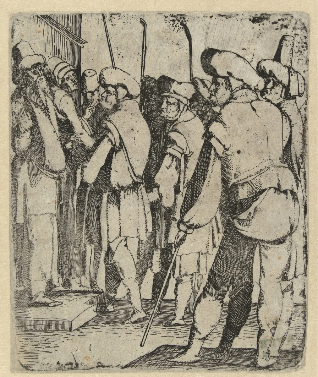 Jakob ontvangt het bebloede kleed van Jozef by Unknown, print, 1508-1564