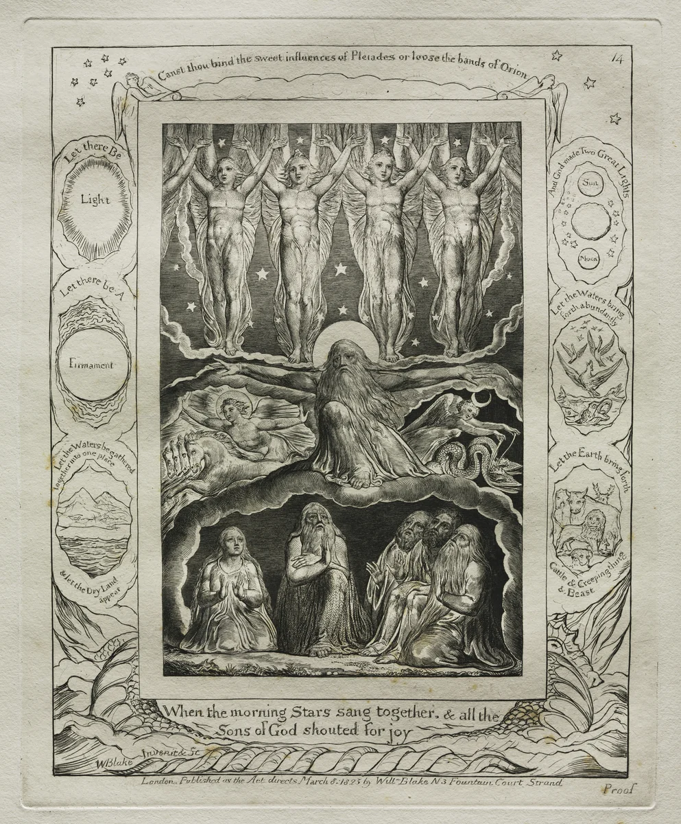 The Book of Job: Pl. 14, When the morning Stars sang together, and all the / Sons of God shouted for joy by William Blake, other, 1825