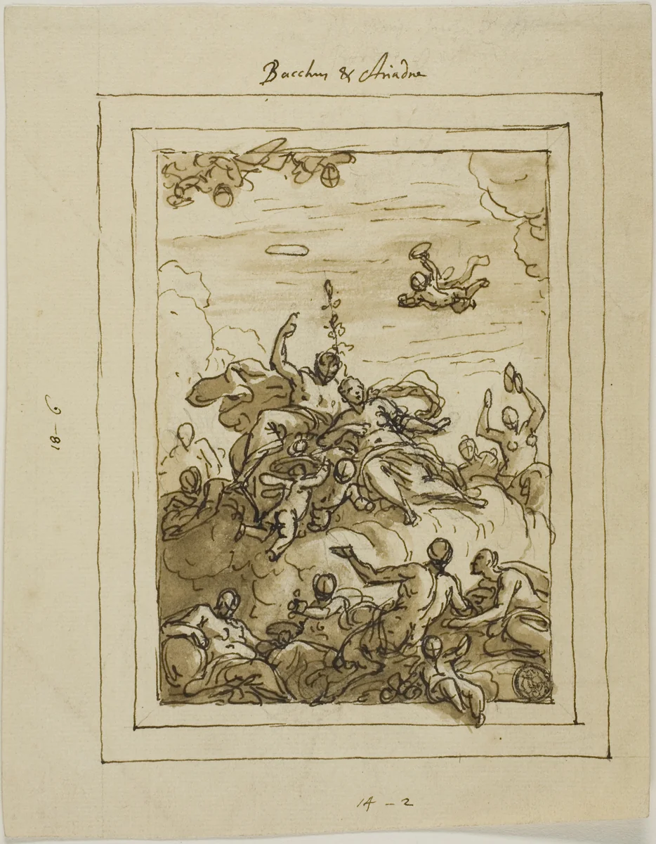 Bacchus and Ariadne by James Thornhill, drawing, 1695-1734
