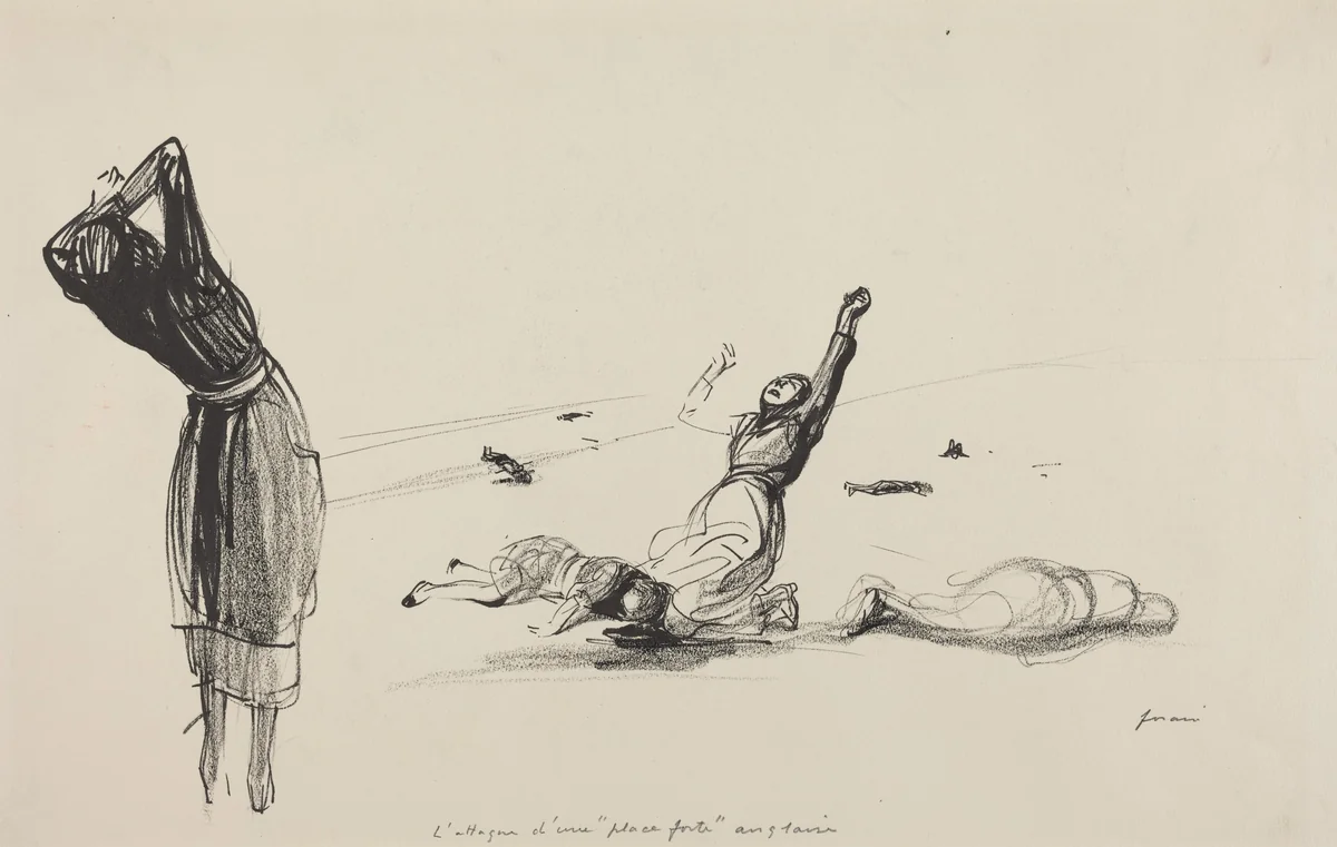 L'attaque d'une "place forte" anglaise by Jean-Louis Forain, drawing, 1917