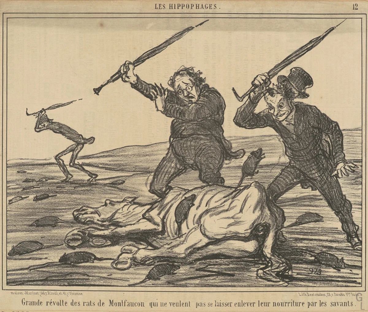 Grande révolte des rats de montfaucon ... by Honoré Daumier, print, 1856