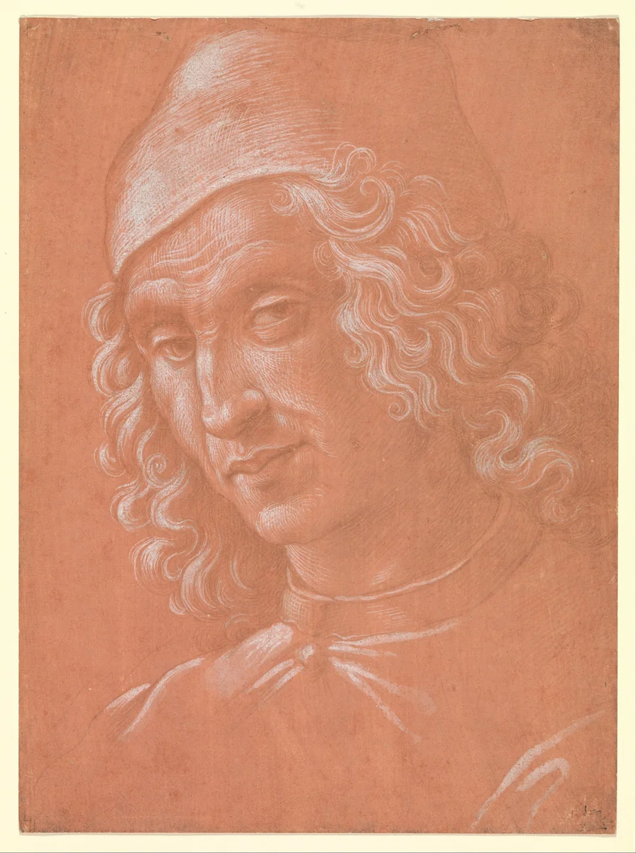 Head of a Man Wearing a Cap by Domenico Ghirlandaio, drawing, 1492-1508