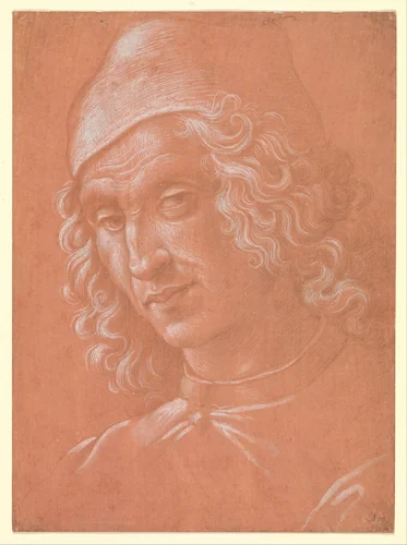 Head of a Man Wearing a Cap by Domenico Ghirlandaio, drawing, 1492-1508