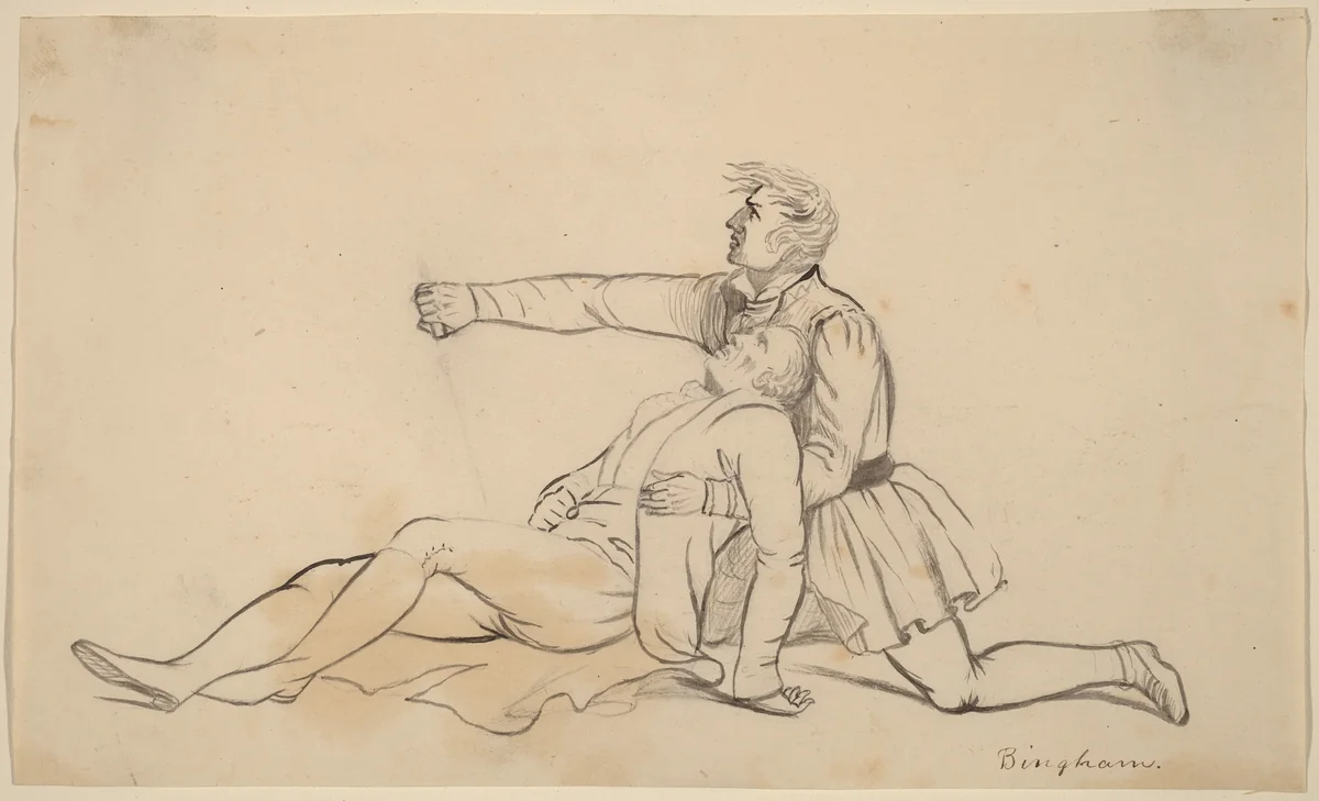 The Death of General Warren by George Caleb Bingham, drawing, 1811-1879