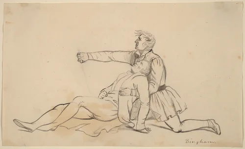 The Death of General Warren by George Caleb Bingham, drawing, 1811-1879
