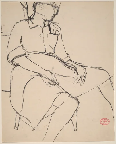 Untitled [woman in a dress seated with her hands in her lap] by Richard Diebenkorn, drawing, 1955-1967