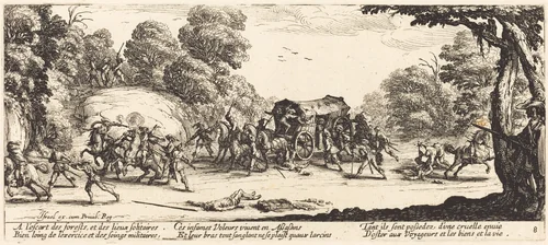 Attack on a Coach by Jacques Callot, print, 1633