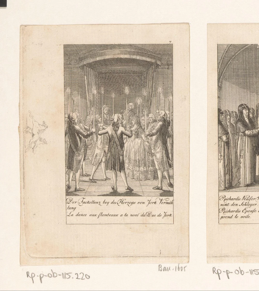 Frederika van Pruisen en Frederik van York treden in het huwelijk by Daniel Nikolaus Chodowiecki, print, 1792