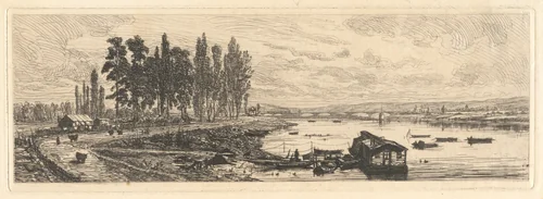 The Banks of the Seine at Bezons by Maxime Lalanne, print, 1869