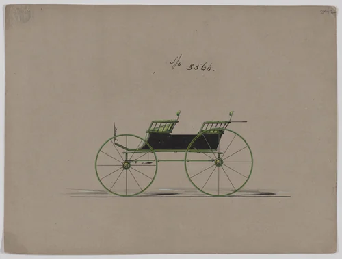 Design for 4 seat Phaeton, no top, no. 3566 by Brewster & Co., drawing, 1880