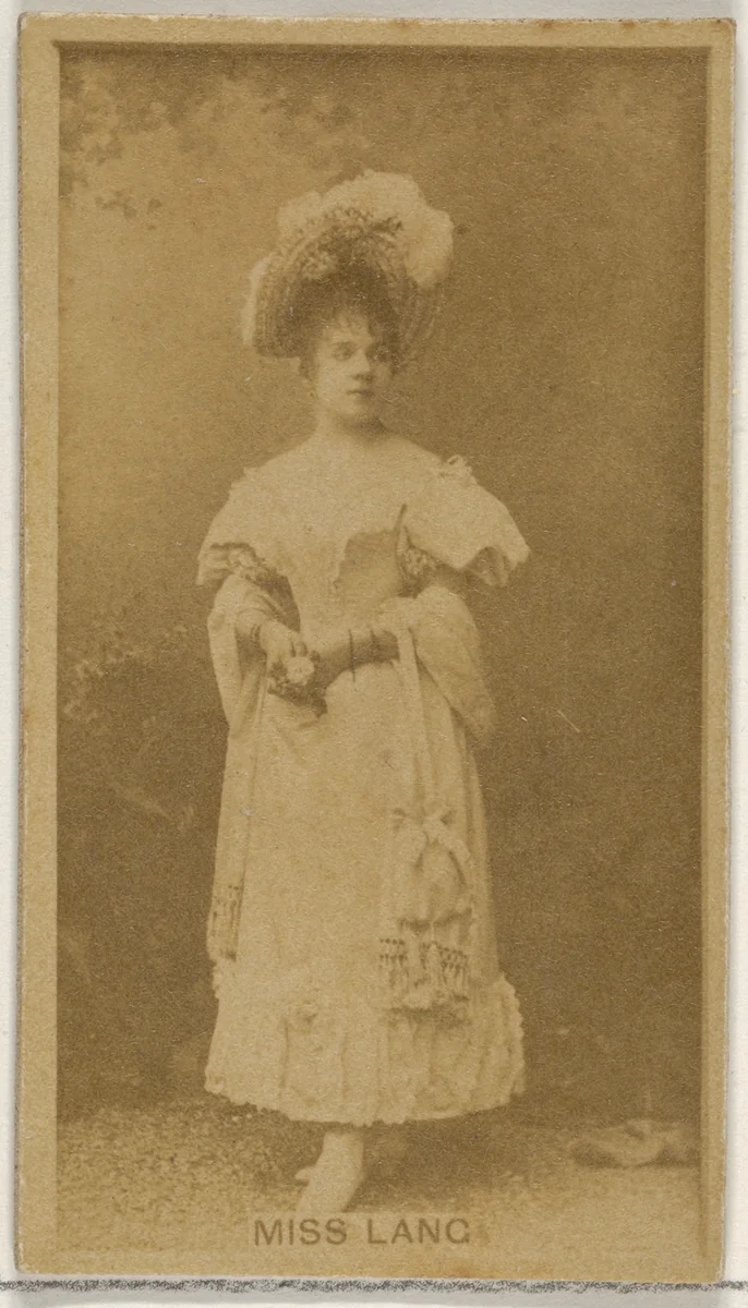 Miss Lang, from the Actors and Actresses series (N45, Type 8) for Virginia Brights Cigarettes by Allen & Ginter, photograph, 1885-1891