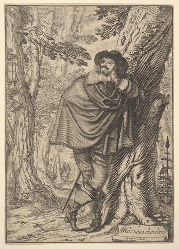 James Howel Standing in a Forest by Claude Mellan, print, 1641