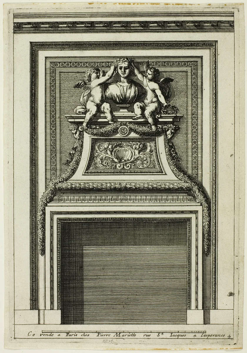Chimneys in the Italian Manner by Jean Le Pautre, print, 1638-1682