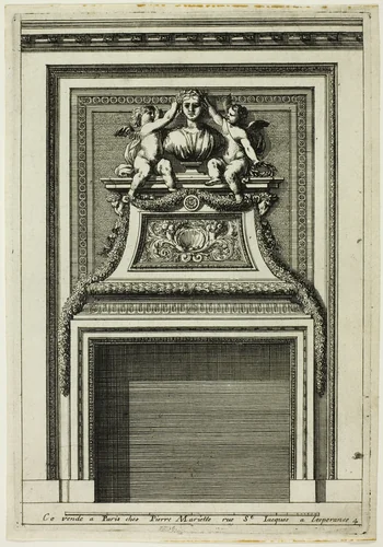 Chimneys in the Italian Manner by Jean Le Pautre, print, 1638-1682