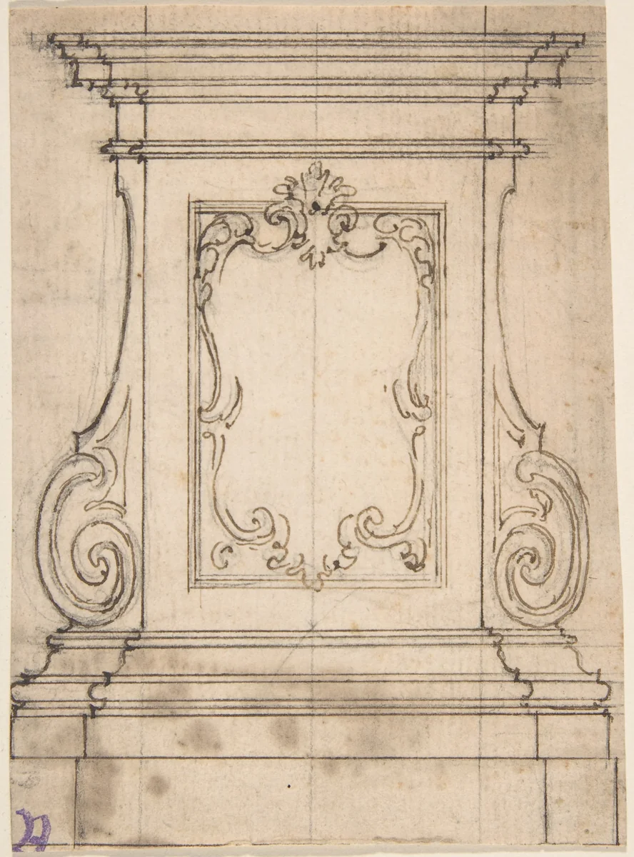 Design for a Pedestal (recto); Design for the Plan of a Monument (verso) by Giovanni Battista Foggini, drawing, 1652-1725