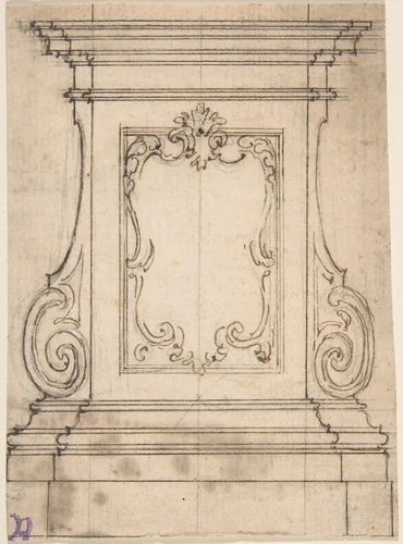 Design for a Pedestal (recto); Design for the Plan of a Monument (verso) by Giovanni Battista Foggini, drawing, 1652-1725