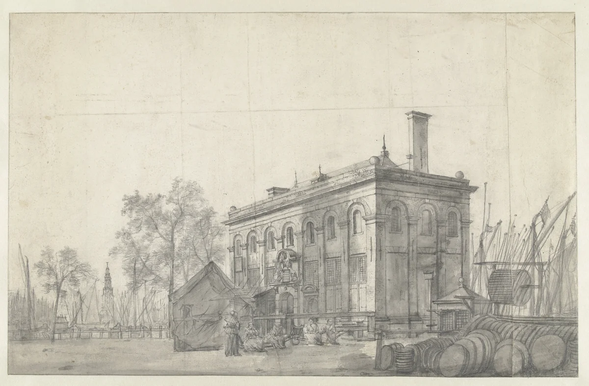 Gebouw Het Zeerecht op de Prins Hendrikkade te Amsterdam by Jan Abrahamsz. Beerstraten, drawing, 1632-1666