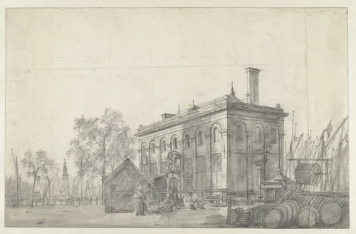 Gebouw Het Zeerecht op de Prins Hendrikkade te Amsterdam by Jan Abrahamsz. Beerstraten, drawing, 1632-1666