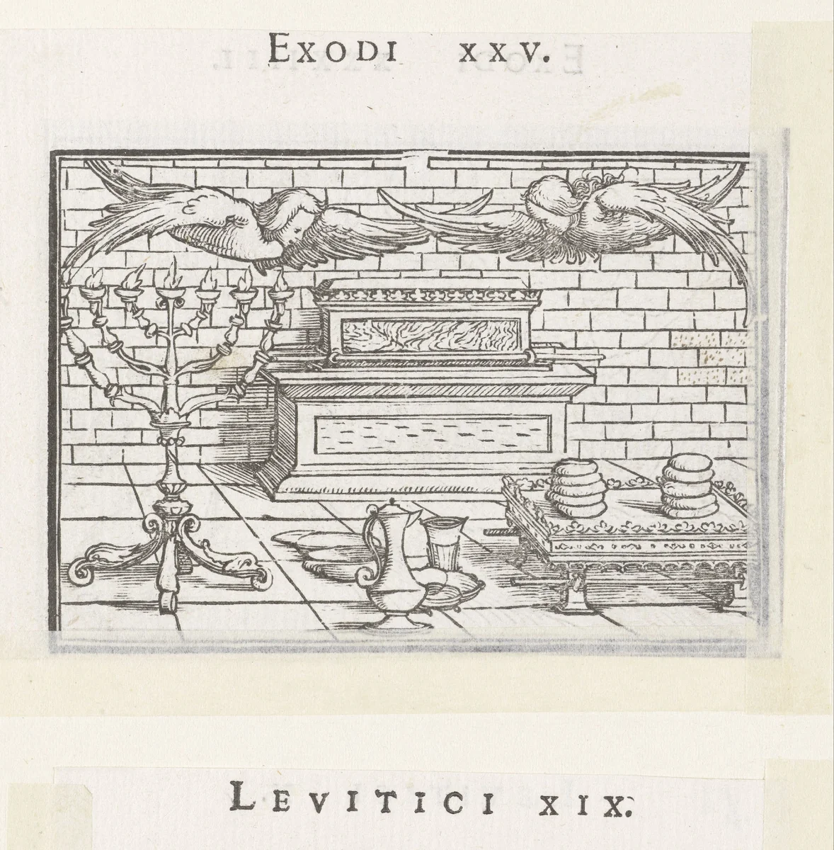 Ark van het verbond en voorwerpen uit de tabernakel by Hans Holbein, print, 1538