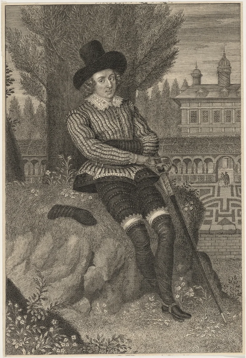 Sir Philip Sidney, Soldier and Poet by George Vertue; Isaac Oliver, print, 1745