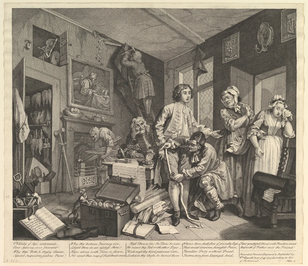 A Rake's Progress, Plate 1 by William Hogarth, print, 1735