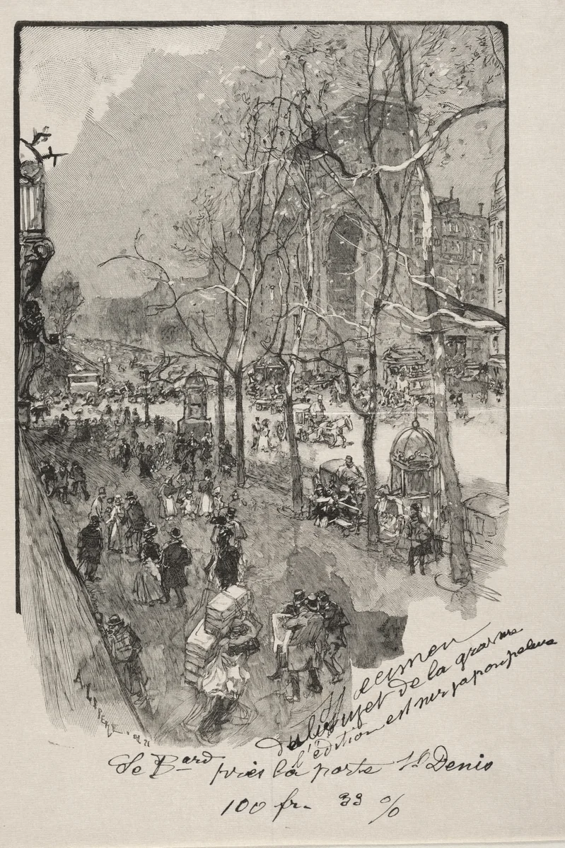 Les Boulevards, près de la Porte St. Denis by Auguste Louis Lepère, print, 1890