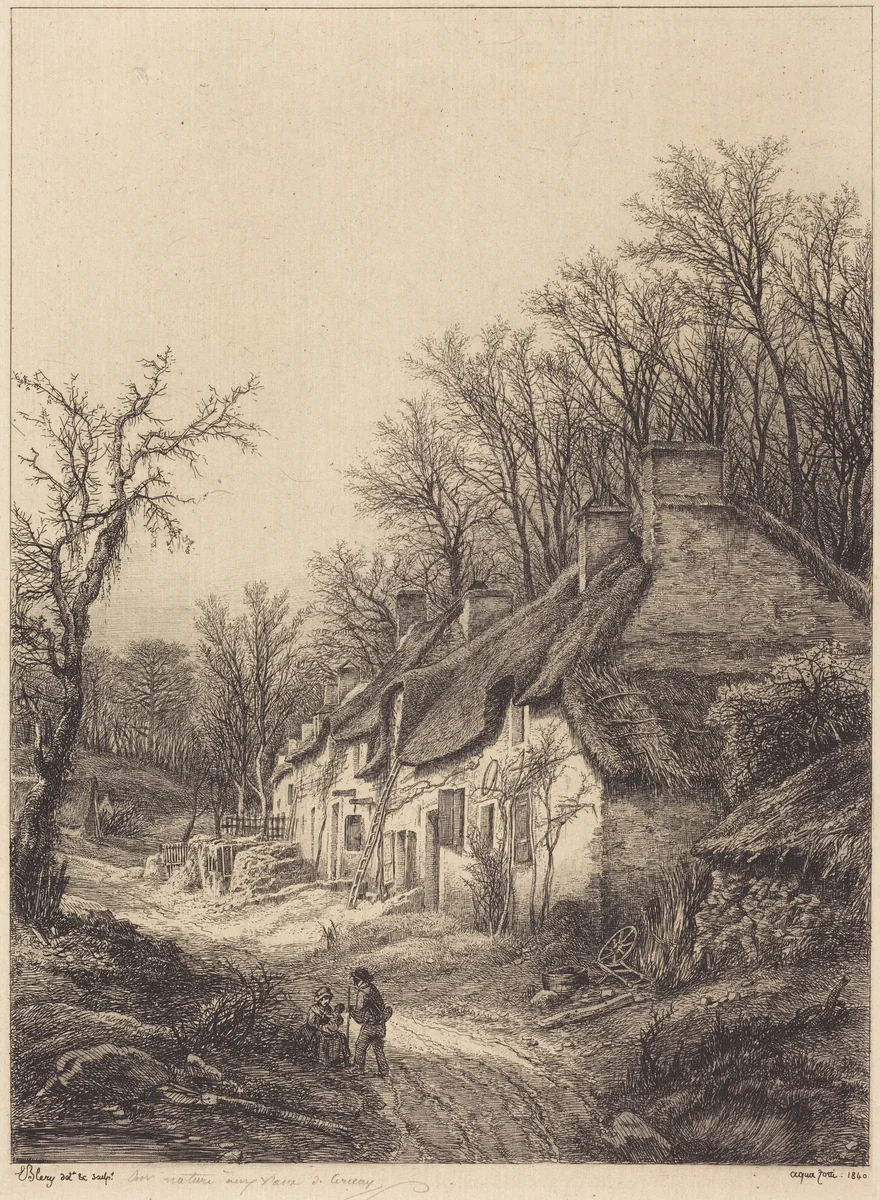 Cottages in Winter by Eugène Bléry, portfolio, 1840