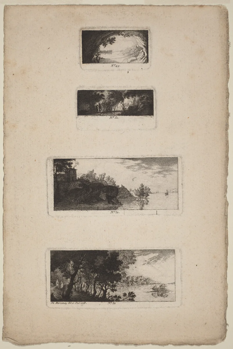 Landscape with Cave Opening by Antoine de Marcenay de Ghuy, print, 1778