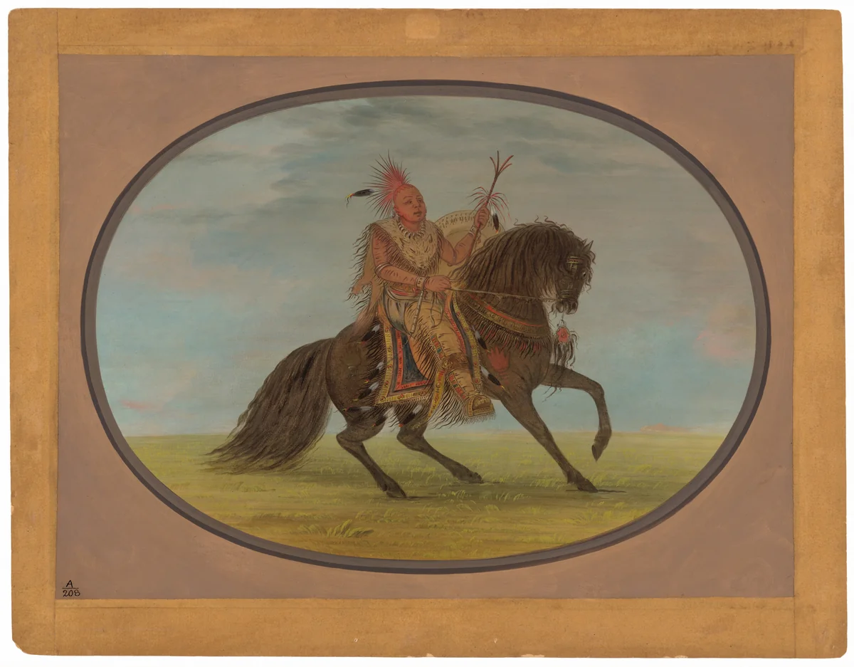 The Running Fox on a Fine Horse - Saukie by George Catlin, painting, 1861-1869