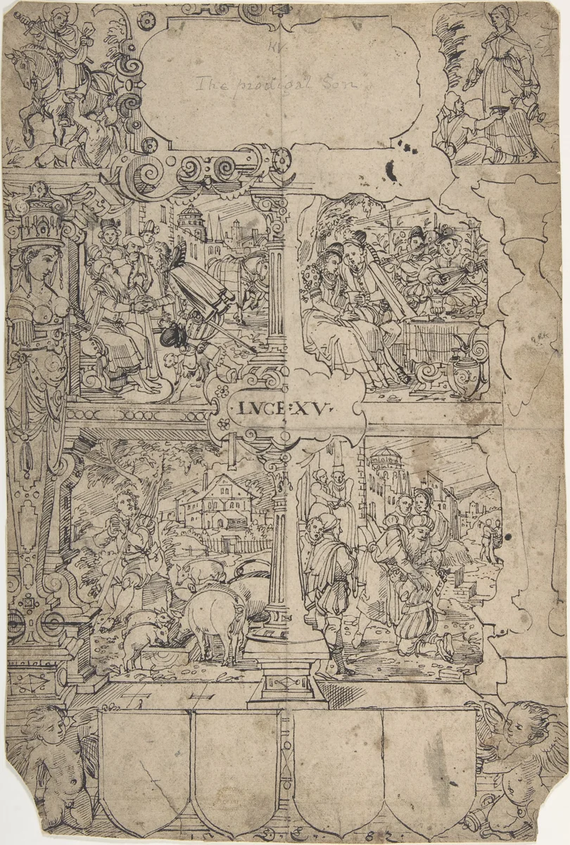 The Prodigal Son by Daniel Lindtmayer, drawing, 1552-1607