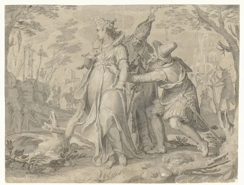 Bedreigingen voor de Nederlanden by Joachim Wtewael, drawing, 1600-1638