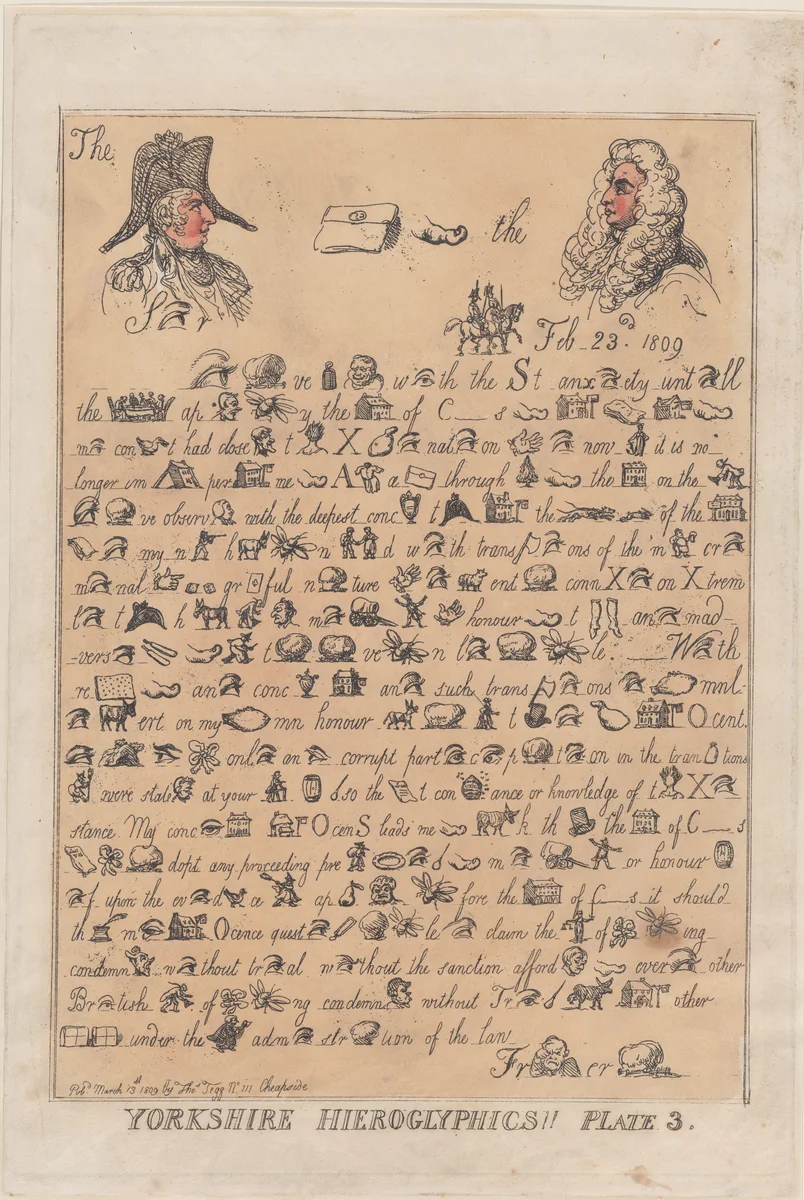 Yorkshire Hieroglyphics, Plate 3 by Thomas Rowlandson, print, 1809