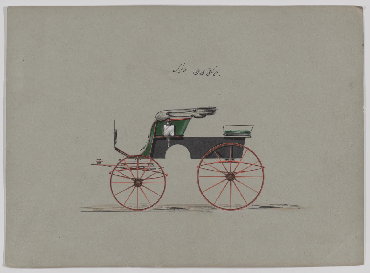 Design for Stanhope Phaeton, no. 3580 by Brewster & Co., drawing, 1880