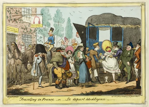 Traveling in France by George Cruikshank, print, 1818