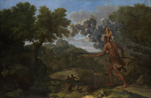 Blind Orion Searching for the Rising Sun by Nicolas Poussin, painting, 1658