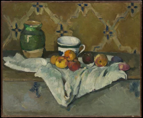 Still Life with Jar, Cup, and Apples by Paul Cézanne, painting, 1872-1882