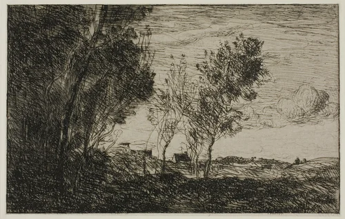 In the Dunes: Souvenir of the Woods of the Hague by Jean-Baptiste-Camille Corot, print, 1869