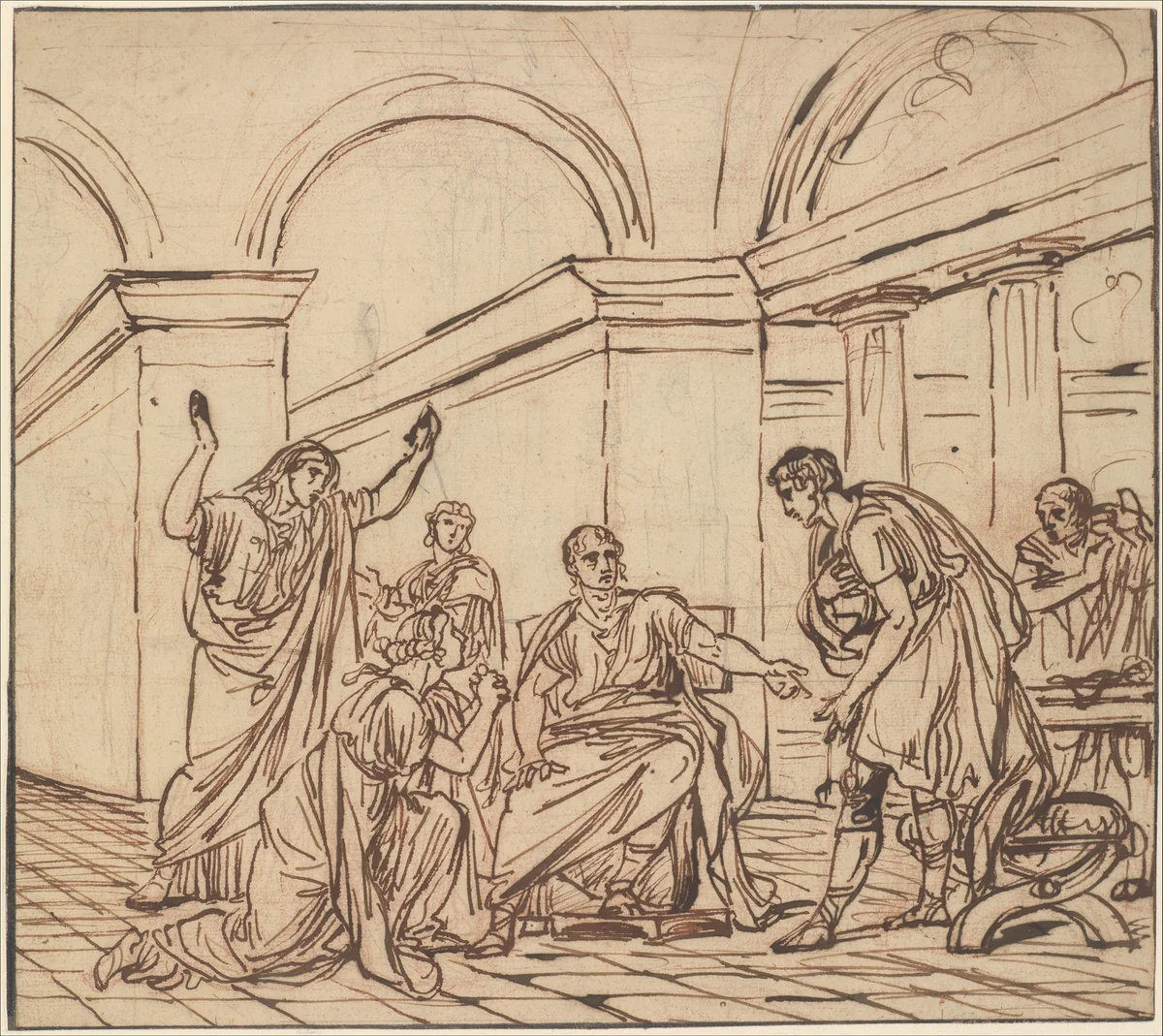 The Clemency of Augustus (Corneille, Cinna, V, 3) by François-André Vincent, drawing, 1782-1793