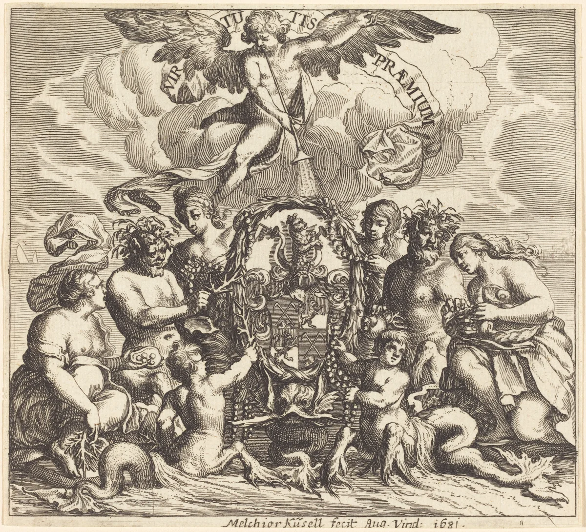 Dedication Page by Melchior Küsel; Johann Wilhelm Baur, print, 1681