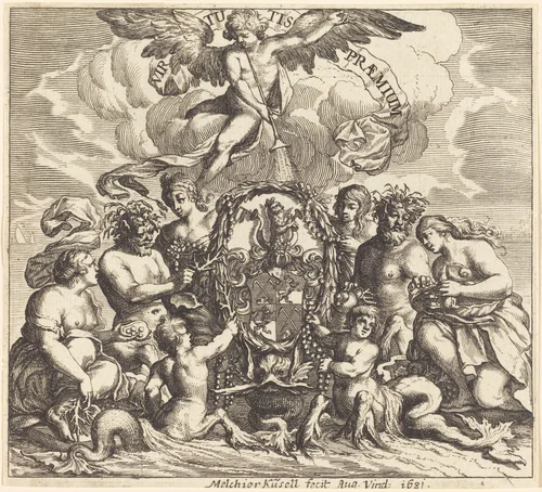 Dedication Page by Melchior Küsel; Johann Wilhelm Baur, print, 1681