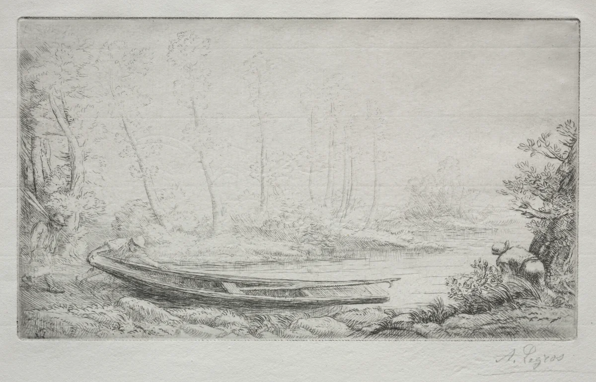 Le Départ pour le pêche, dans les brumes by Alphonse Legros, print, 1885-1895