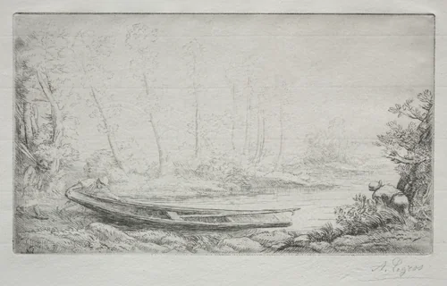 Le Départ pour le pêche, dans les brumes by Alphonse Legros, print, 1885-1895