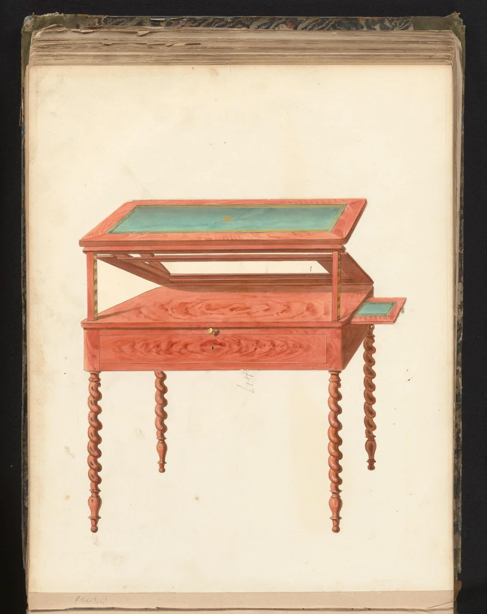 Ontwerp voor een tekentafel voor een architect by anonymous, drawing, 1825-1839