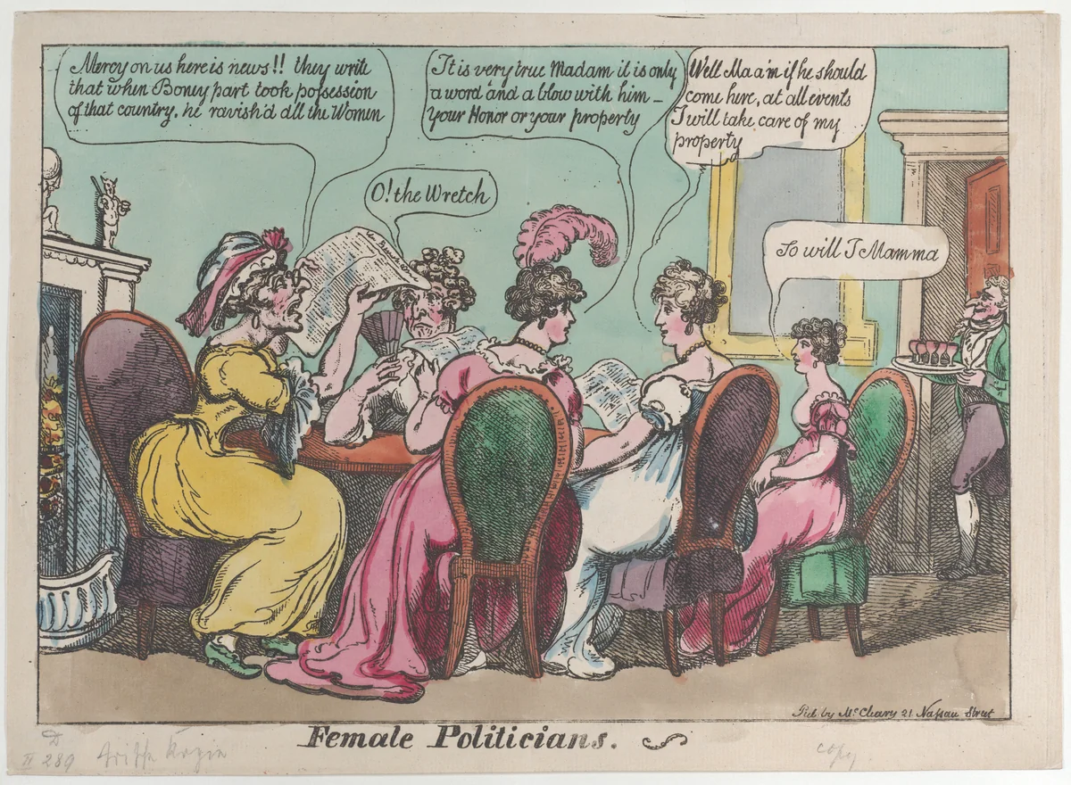 Female Politicians by Thomas Rowlandson, print, 1815-1820