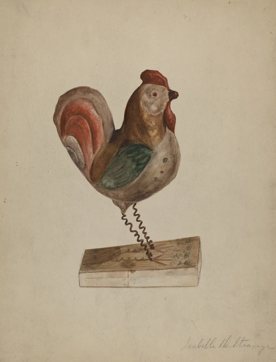 Pa. German Toy Rooster with Bellows by Isabelle De Strange, index of american design, 1935-1942