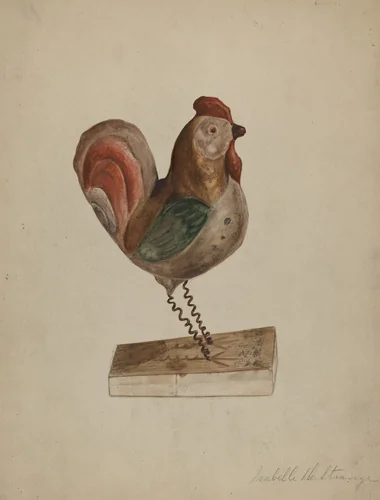 Pa. German Toy Rooster with Bellows by Isabelle De Strange, index of american design, 1935-1942