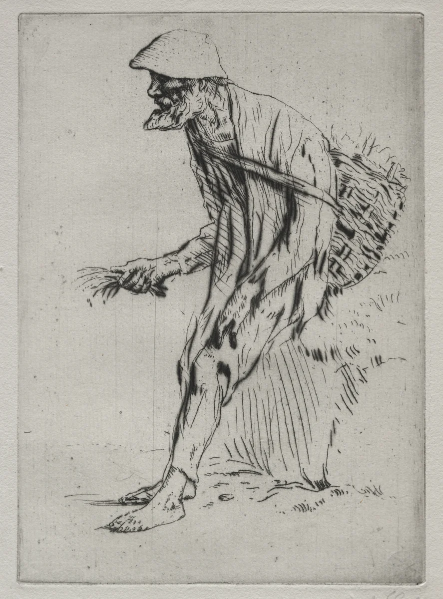 The Red Pimpernel Vender by Alphonse Legros, print, 1857-1911